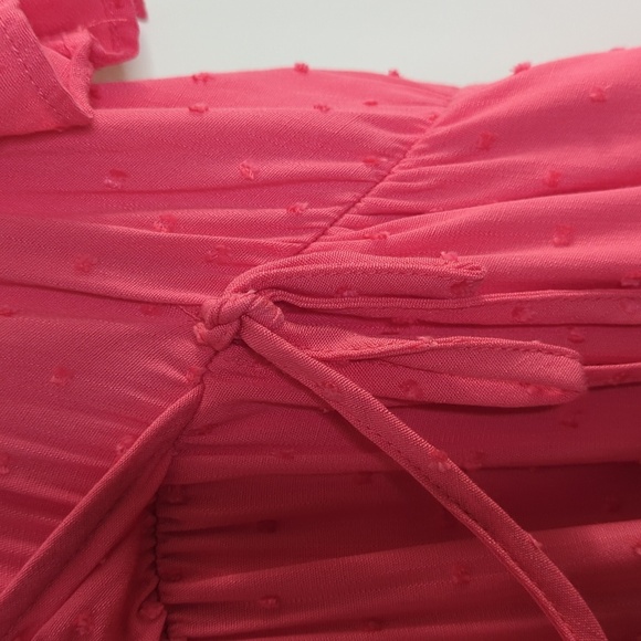 Torrid Barbiecore Faux Wrap Swiss Dot Midi Dress Honeysuckle Pink 2X - Picture 9 of 14